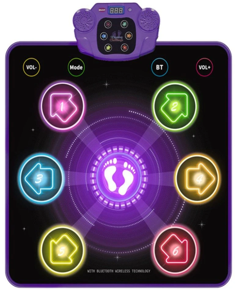 Lean Toys Vaikiškas šokių kilimėlis su Bluetooth, 5 režimai, 79x90 cm