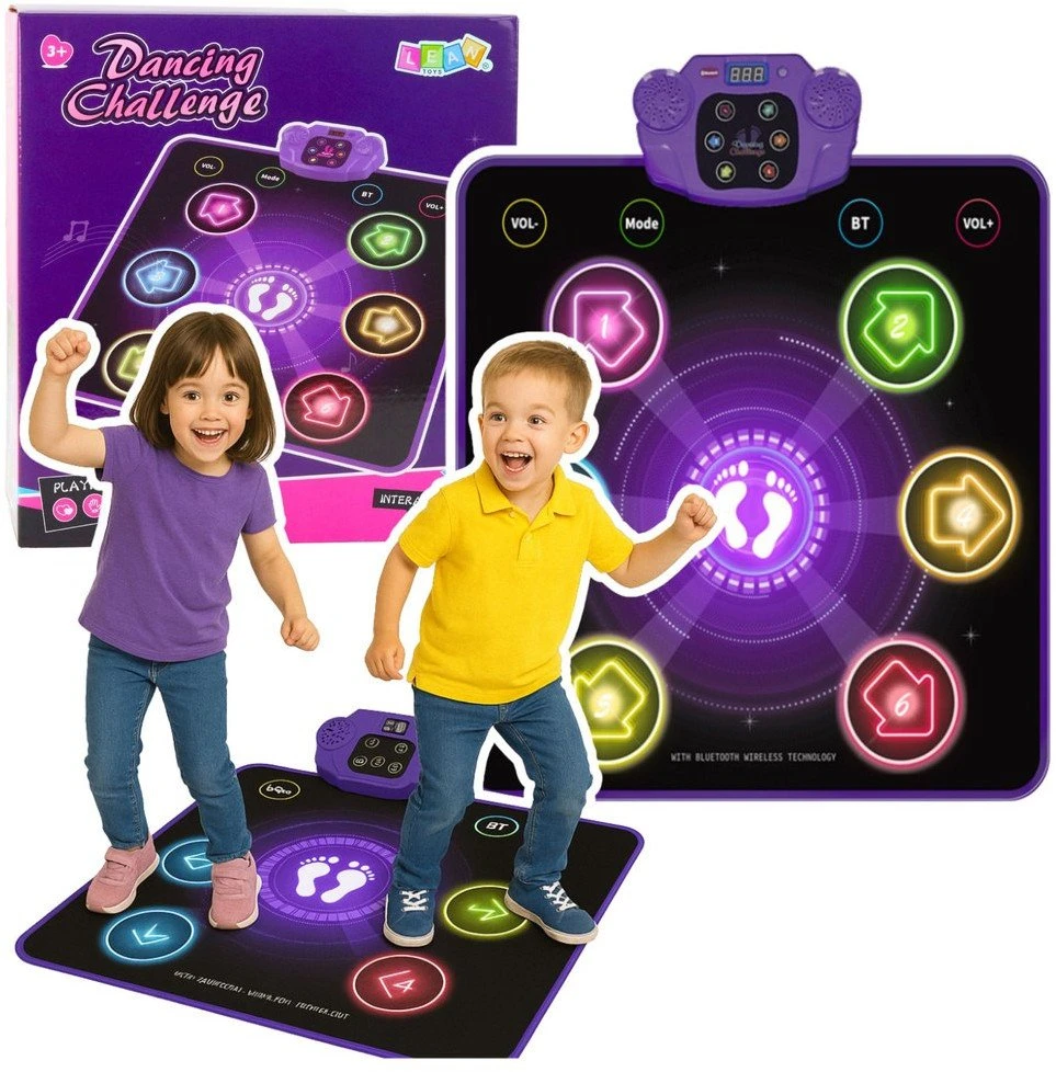 Lean Toys Vaikiškas šokių kilimėlis su Bluetooth, 5 režimai, 79x90 cm