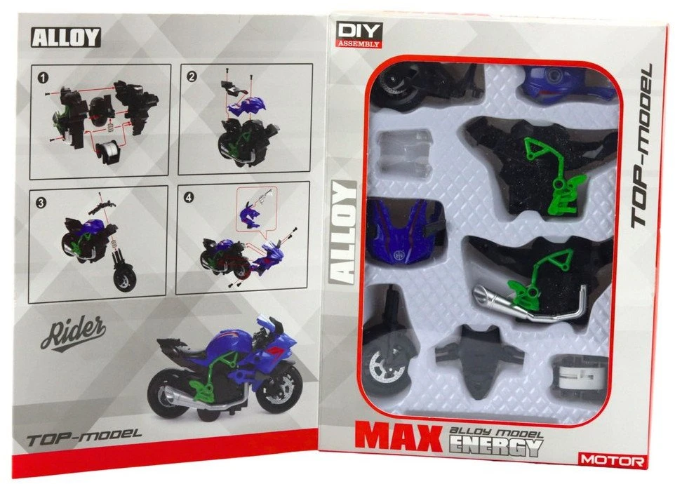 Lean Toys Surenkamas motociklo modelis 1:14 žalia-mėlyna