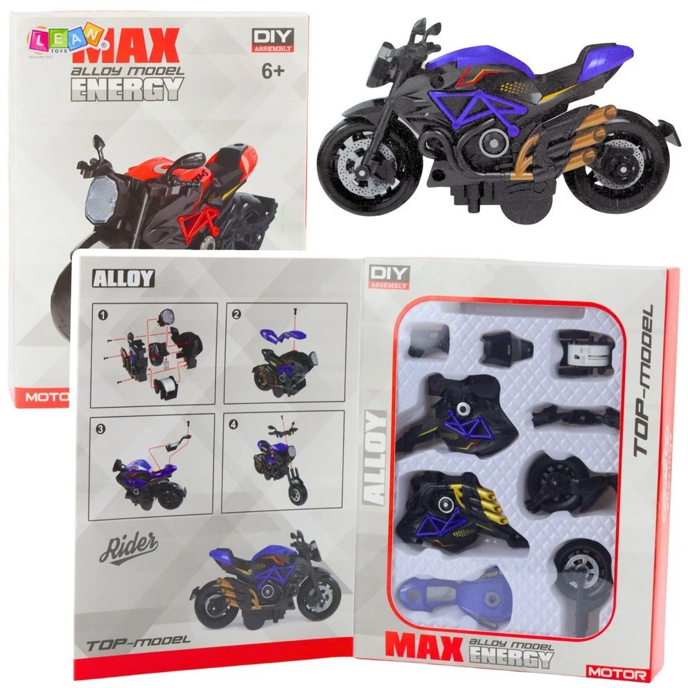 Lean Toys Motociklo surinkimo rinkinys 1:14 mastelis, juoda ir mėlyna
