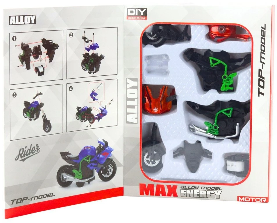 Lean Toys Motociklas 1:14 Mastelio, Žalios-Oranžinės Spalvos
