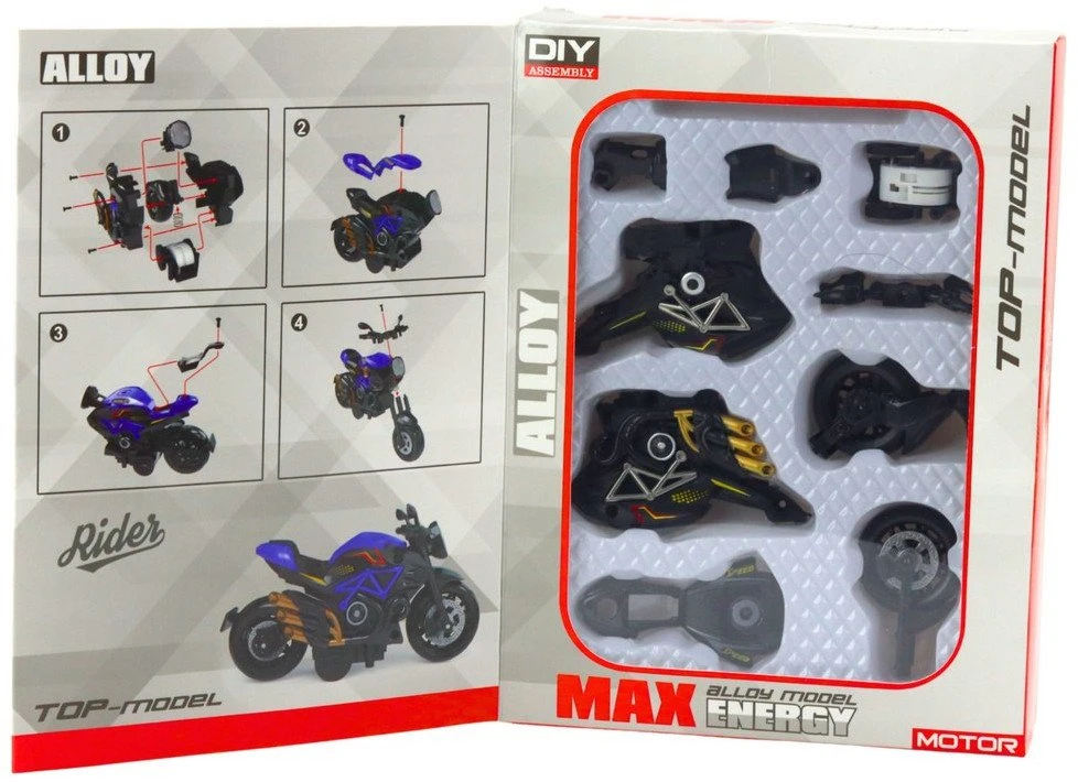 Lean Toys Motociklo surinkimo varžtas metalui 1:14 „pasidaryk pats“ aukso elementai Juodas
