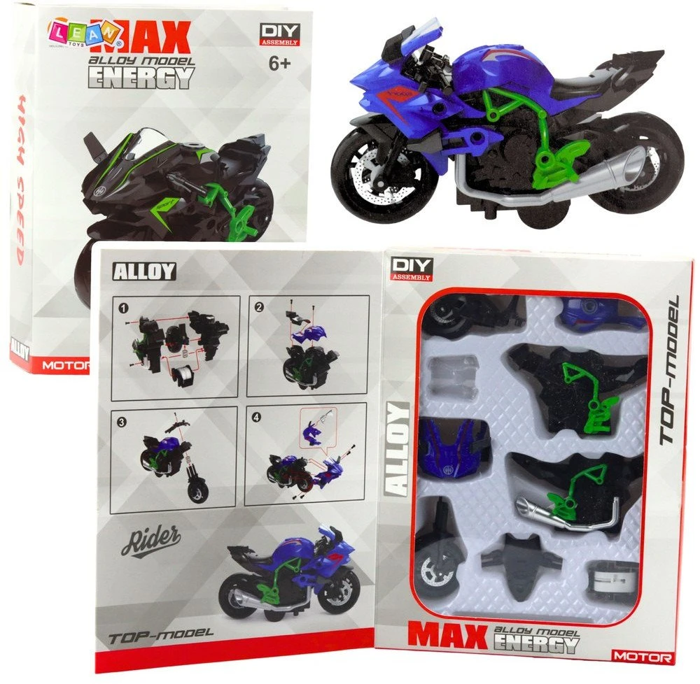 Lean Toys Surenkamas motociklo modelis 1:14 žalia-mėlyna