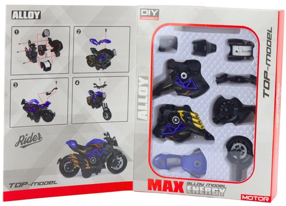 Lean Toys Motociklo surinkimo rinkinys 1:14 mastelis, juoda ir mėlyna