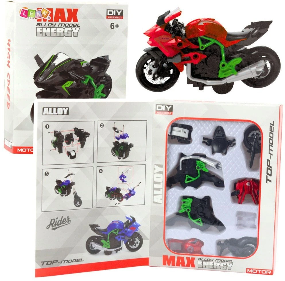 Lean Toys Motociklo modelis 1:14, žalia-raudona spalvos