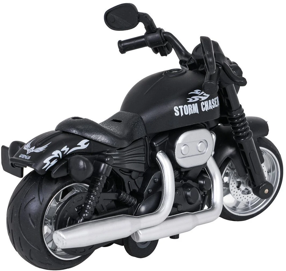 Lean Toys Metalinis motociklo juodas su šviesų ir garso funkcija