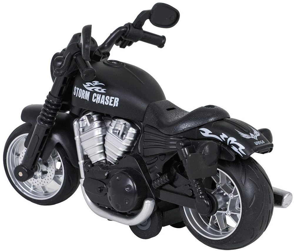 Lean Toys Metalinis motociklo juodas su šviesų ir garso funkcija