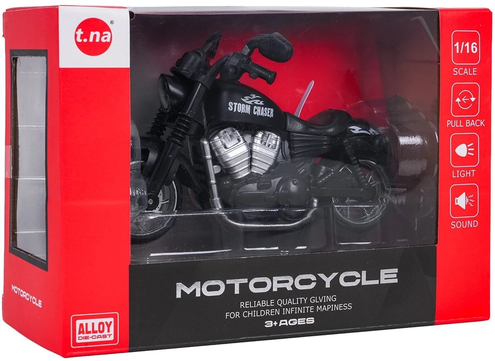 Lean Toys Metalinis motociklo juodas su šviesų ir garso funkcija