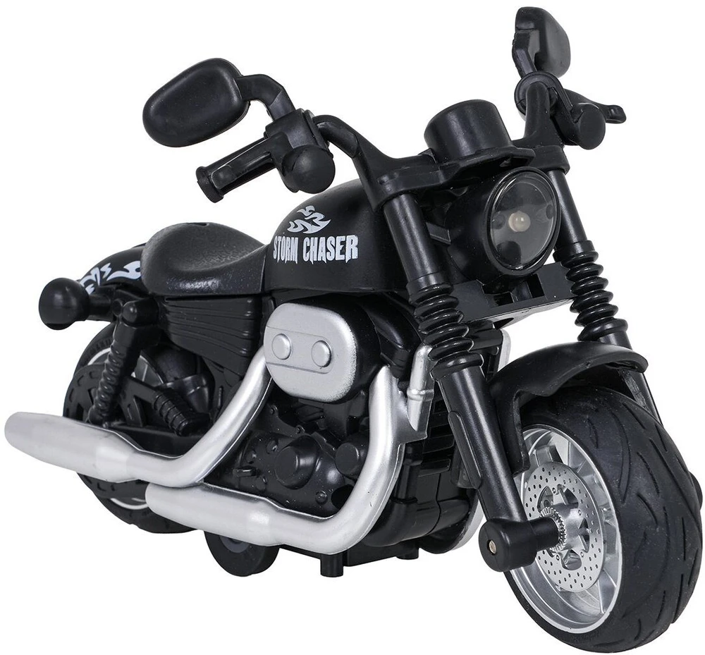 Lean Toys Metalinis motociklo juodas su šviesų ir garso funkcija