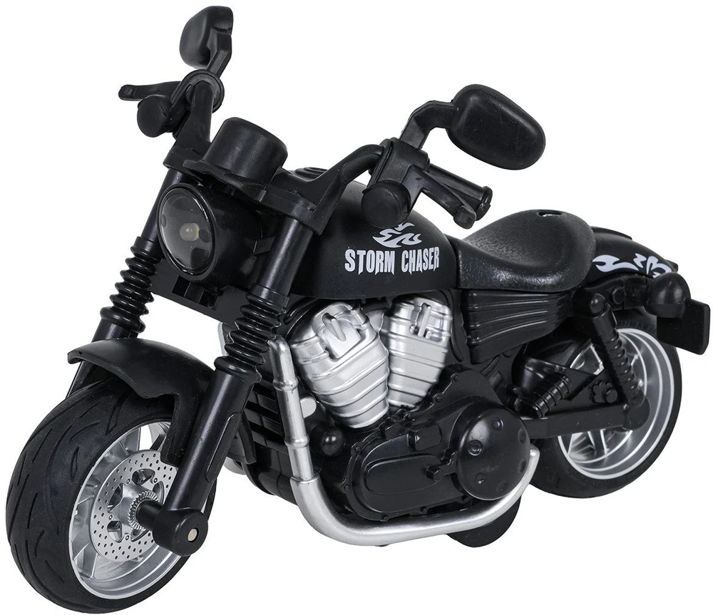 Lean Toys Metalinis motociklo juodas su šviesų ir garso funkcija