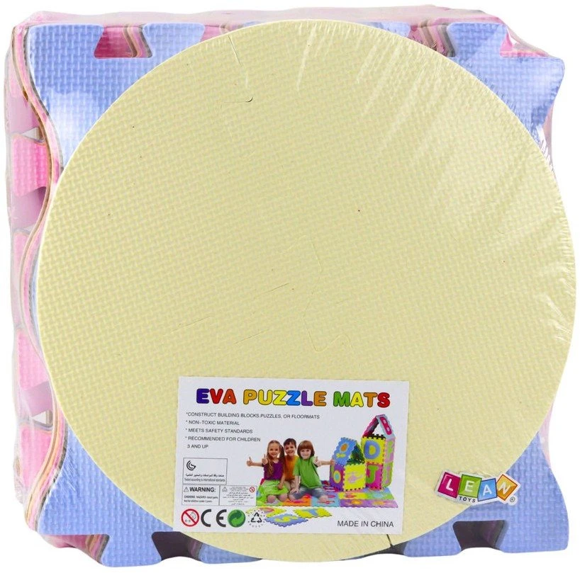 Lean Toys Putplasčio dėlionės kilimėlis vaikams 16 dalių, pastelinės spalvos