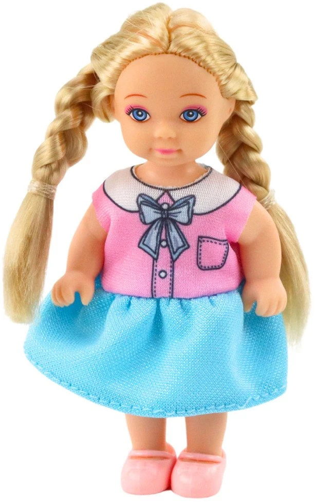 Lean Toys Lėlė Kaibibi Girl 12 cm su plaukais ir spalvinga suknele