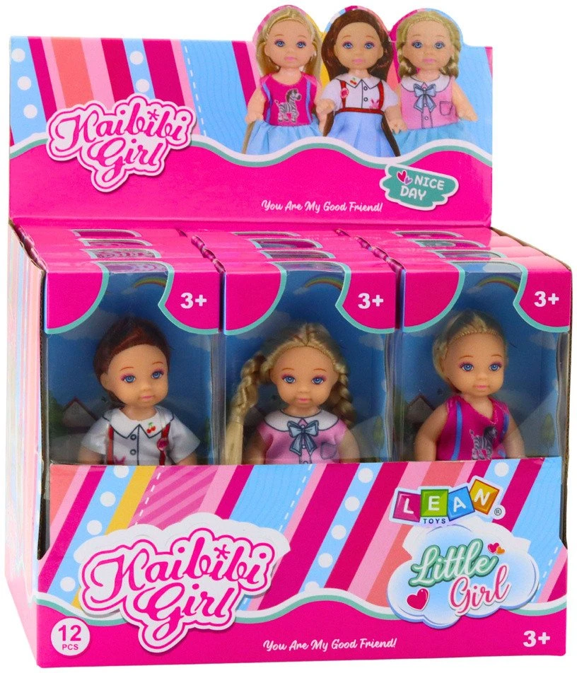 Lean Toys Lėlė Kaibibi Girl 12 cm su plaukais ir spalvinga suknele