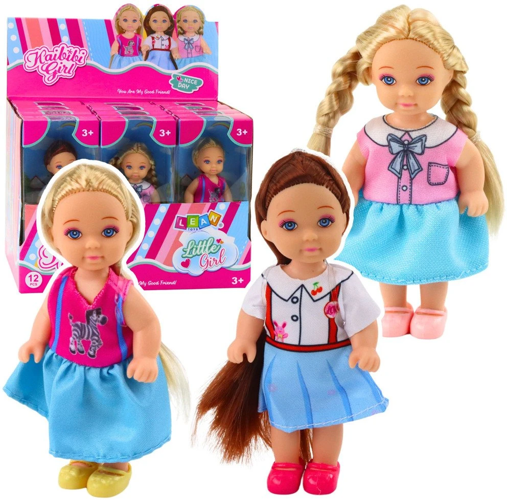 Lean Toys Lėlė Kaibibi Girl 12 cm su plaukais ir spalvinga suknele