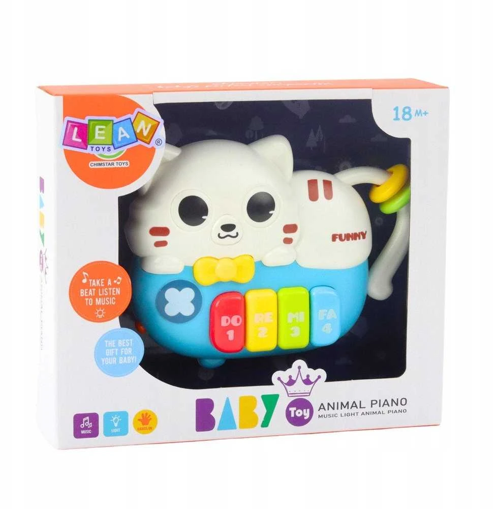 Lean Toys Interaktyvus mini pianinas vaikams katės formos 15x11x4 cm