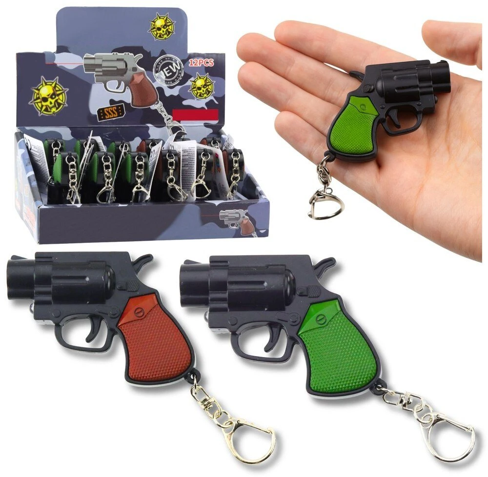Lean Toys Raktų pakabukas mini pistoletas su LED ir lazeriu 6.5 cm