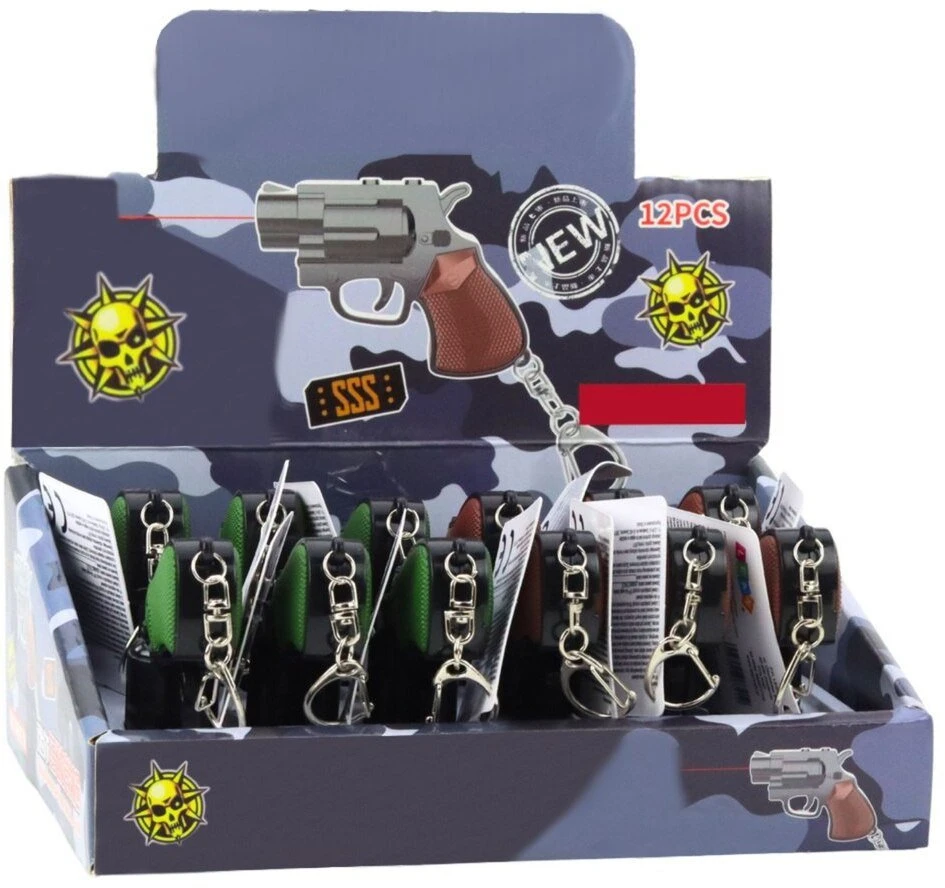 Lean Toys Raktų pakabukas mini pistoletas su LED ir lazeriu 6.5 cm