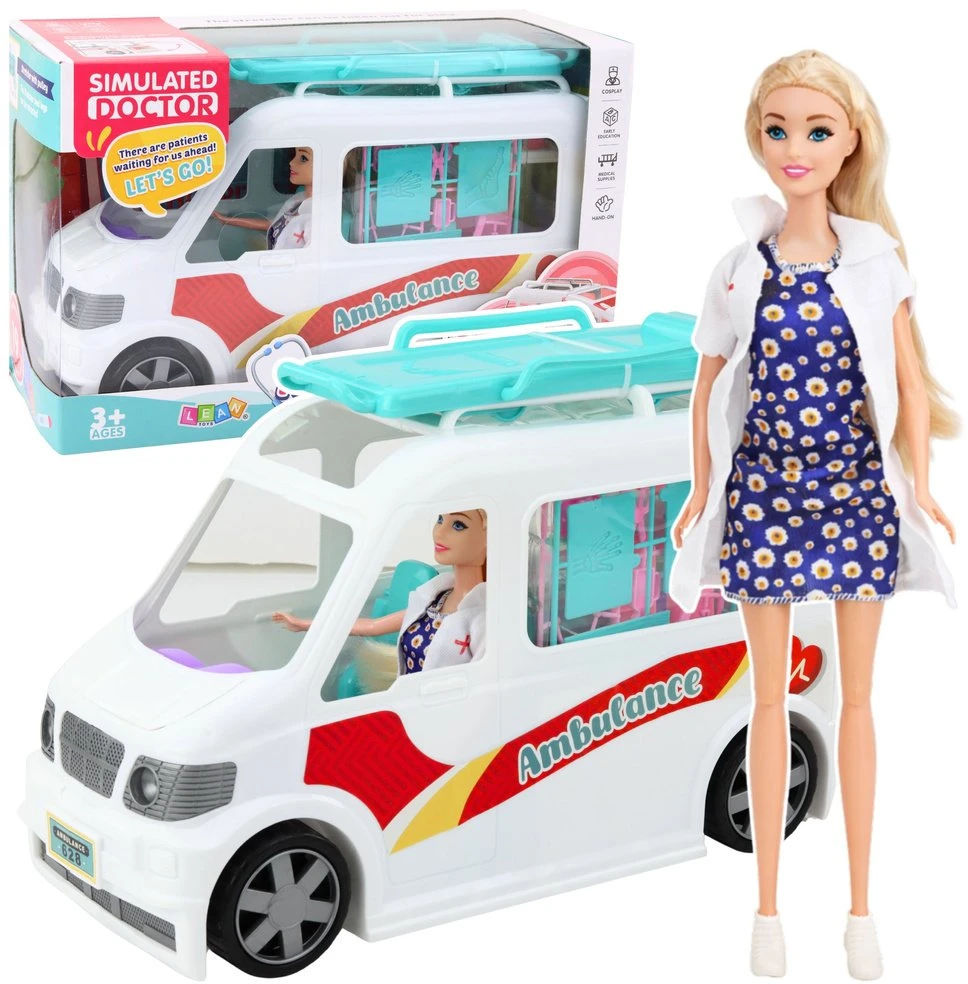 Lean Toys Žaislinė greitoji pagalba balta