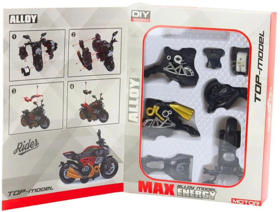 Lean Toys Motociklo modelis 1:14 su auksiniais elementais