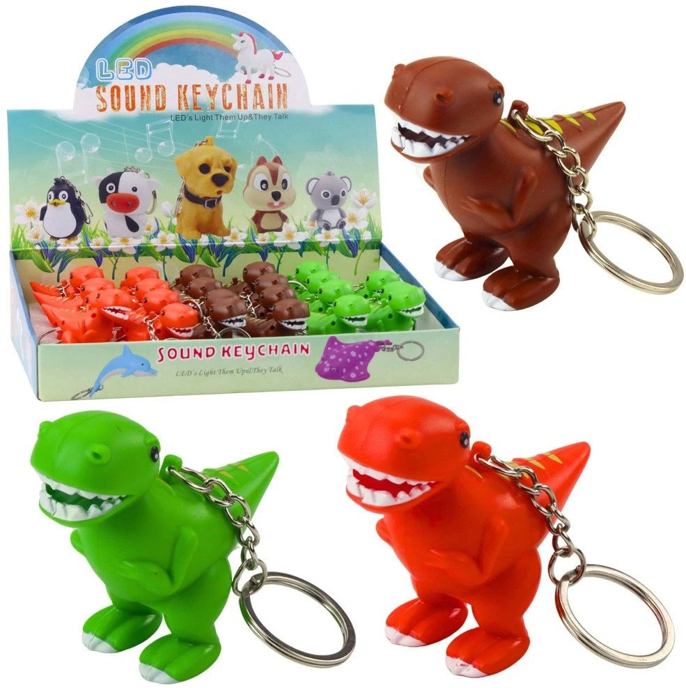 Lean Toys Dinozauras LED Raktų Pakabukas su Garsu, 6x5.5 cm