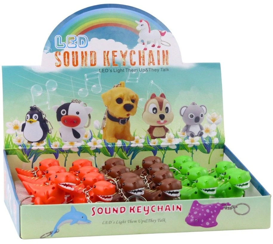 Lean Toys Dinozauras LED Raktų Pakabukas su Garsu, 6x5.5 cm