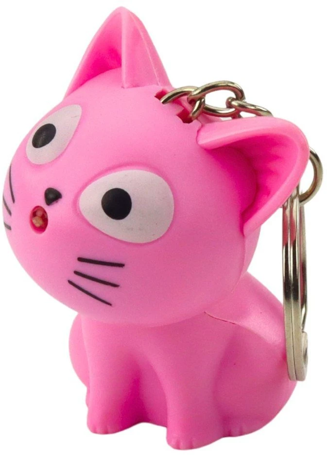 Lean Toys Raktų pakabukas su LED ir garsu, katės formos, 5.5 x 4 cm