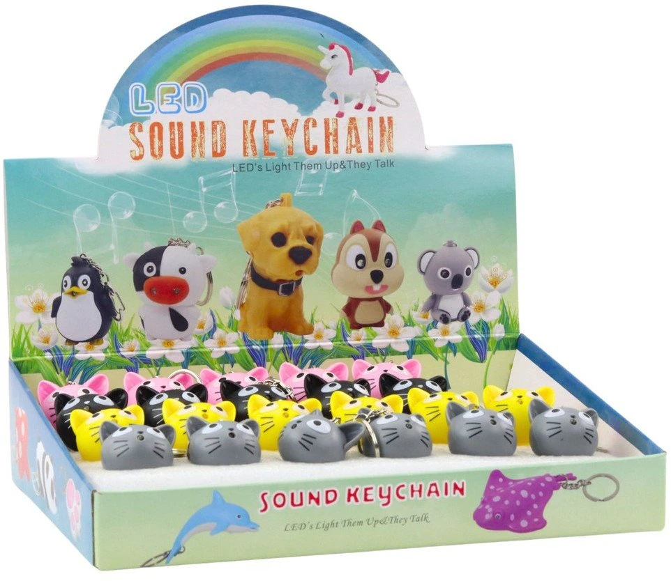 Lean Toys Raktų pakabukas su LED ir garsu, katės formos, 5.5 x 4 cm