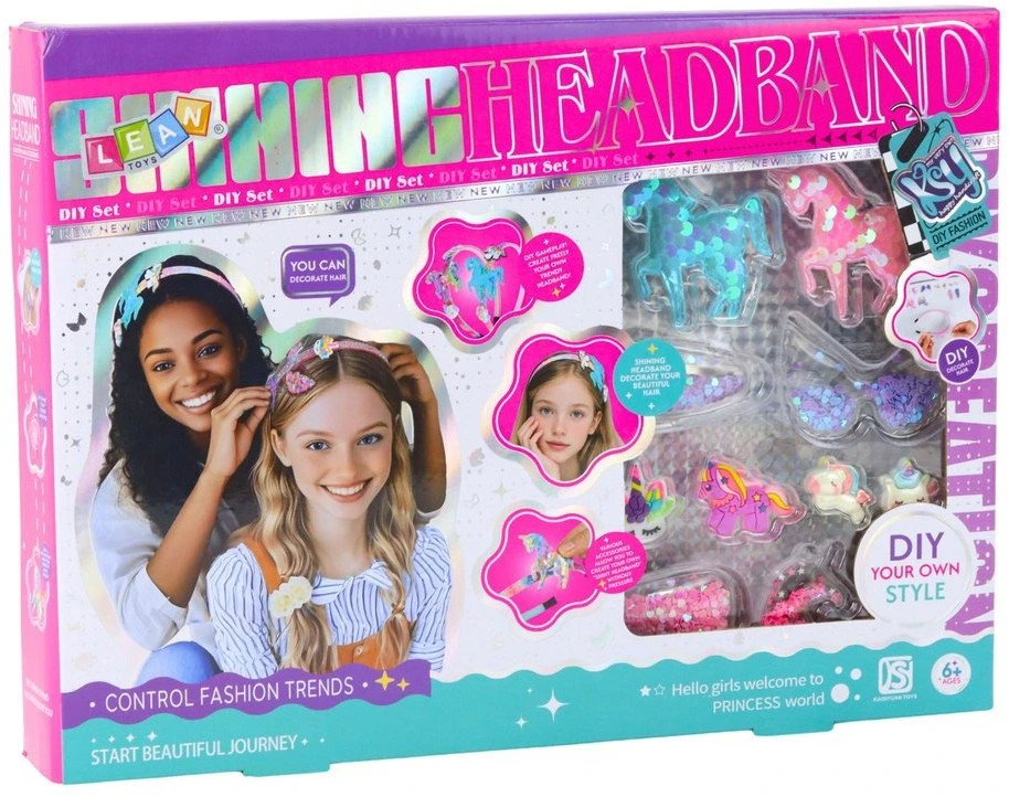 Lean Toys Kūrybinis rinkinys plaukų lankeliams su vienaragių dekoracijomis