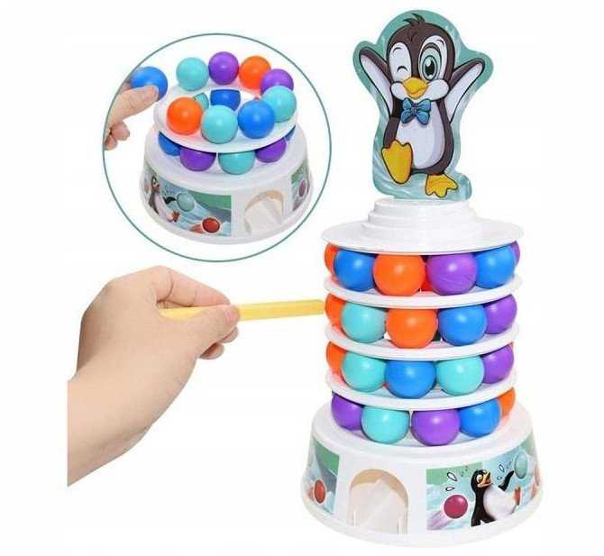 Lean Toys LeanToys Stalo žaidimas „Pingvinai ant bokšto“ nuo 3 metų