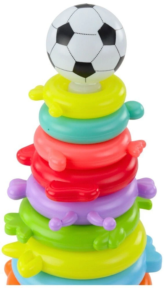 Lean Toys Piramidė dėlionė su kamuoliuku ir lipdukais 42.5x18 cm