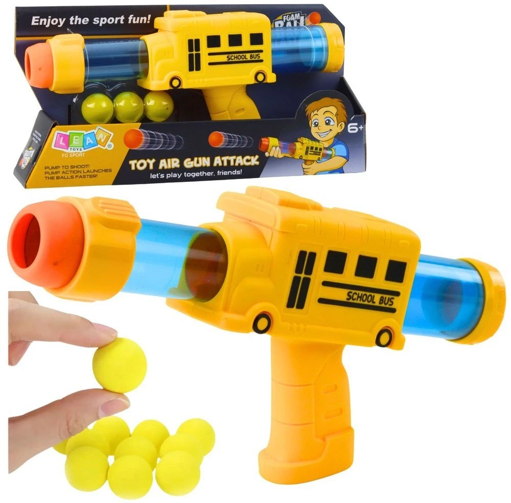Lean Toys Putplasčio kamuoliukų šautuvas autobusėlis 26.5 cm