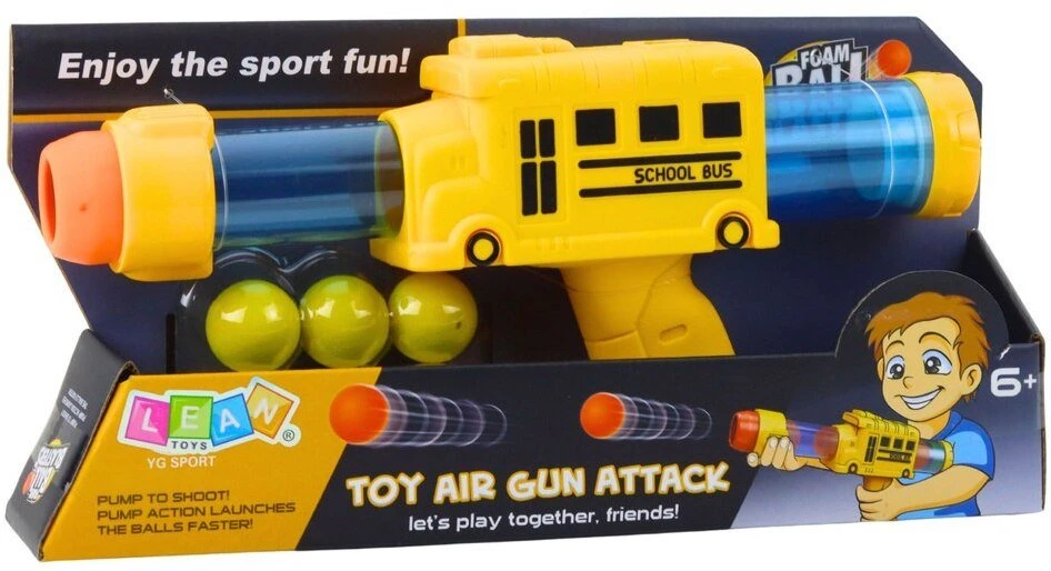 Lean Toys Putplasčio kamuoliukų šautuvas autobusėlis 26.5 cm