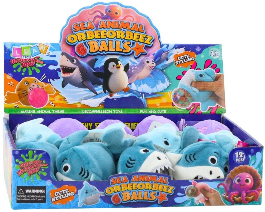 Lean Toys Minkštas jūrų gyvūnų žaislas su vandens kamuoliukais 6 cm