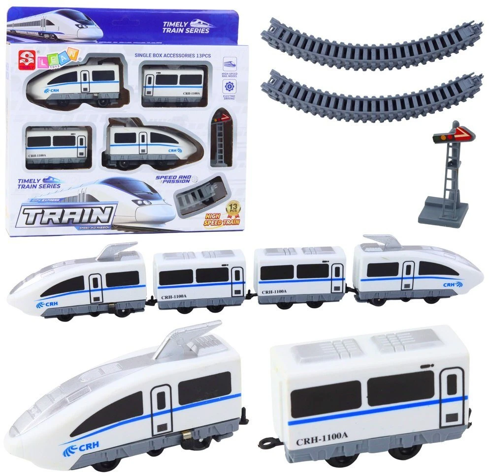 Lean Toys Elektrinis traukinys City Express su 13 dalių bėgiais