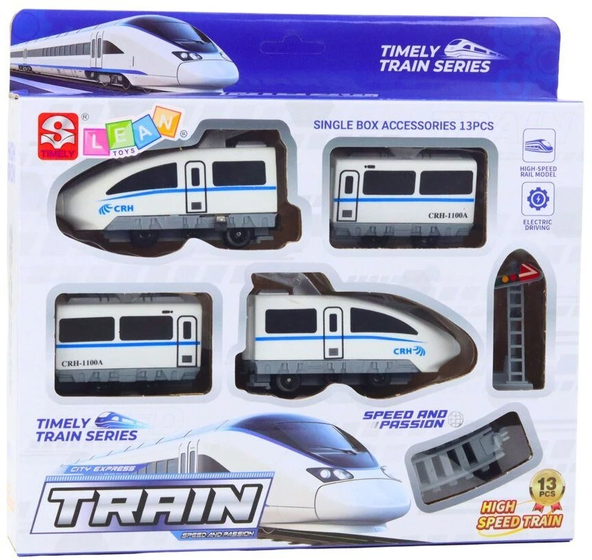 Lean Toys Elektrinis traukinys City Express su 13 dalių bėgiais
