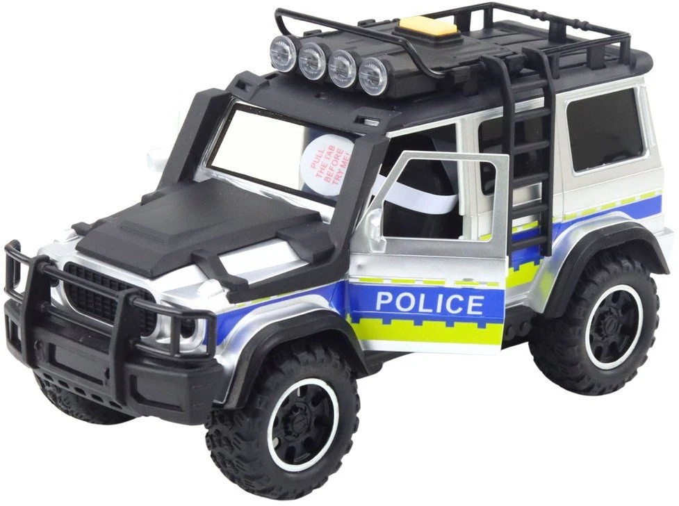 Lean Toys Policijos visureigis su priekaba ir arklio figūrėle, šviesos ir garsai