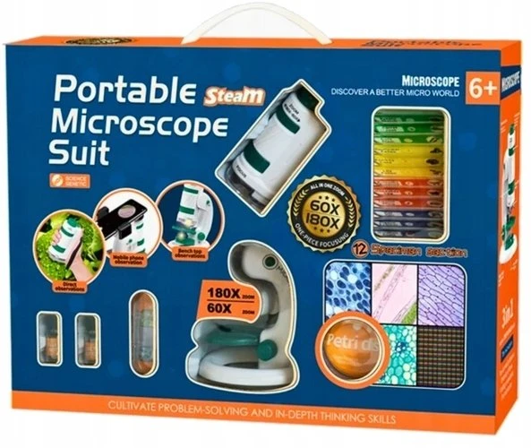 Lean Toys Mikroskopas vaikams su priedais 60X/180X