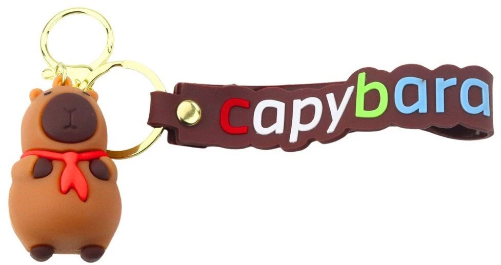 Lean Toys Raktų pakabukas kapibara su raudonu šalikėliu