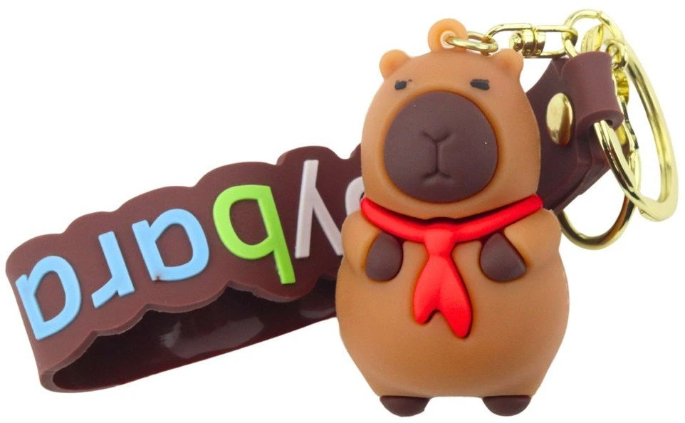 Lean Toys Raktų pakabukas kapibara su raudonu šalikėliu