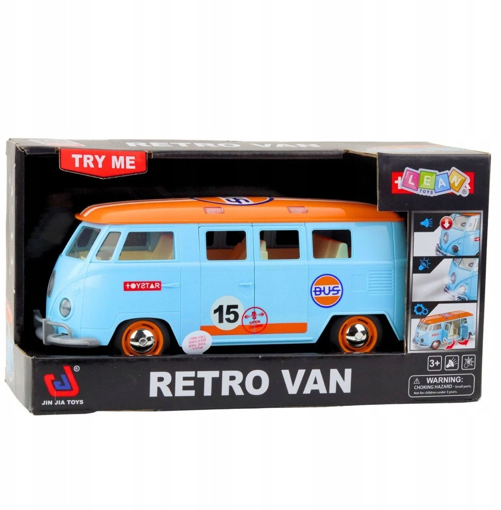 Lean Toys Žaislinis Retro Mikroautobusas su Šviesomis ir Garsu, 26.5x11x10.5 cm