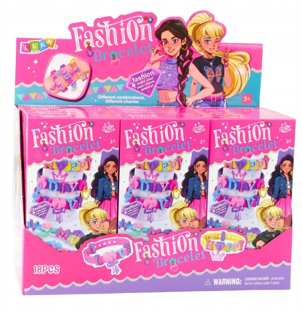 Lean Toys Apyrankių kūrimo rinkinys su pakabukais ir lipdukais, 4 reguliuojamos apyrankės