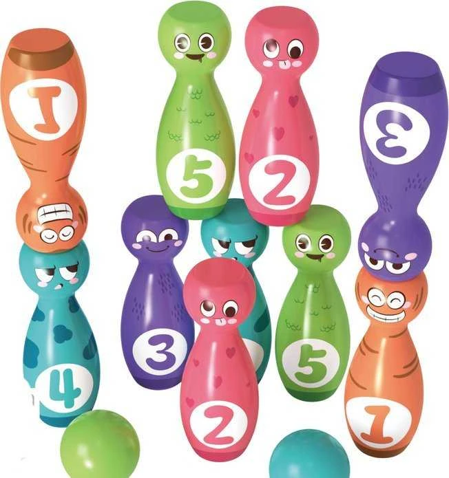 Lean Toys Vaikų boulingo rinkinys su spalvotais veidukais