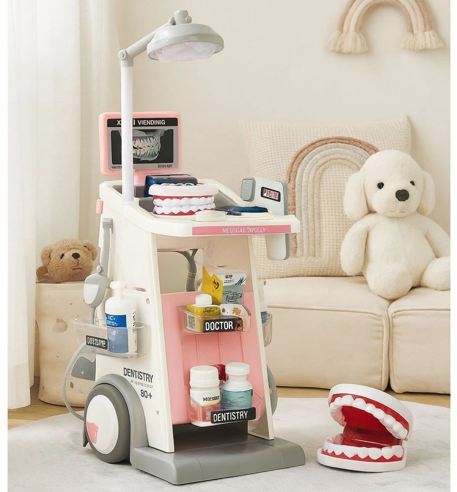 Lean Toys Dantisto rinkinys su medicininiu vežimėliu, 26 dalys