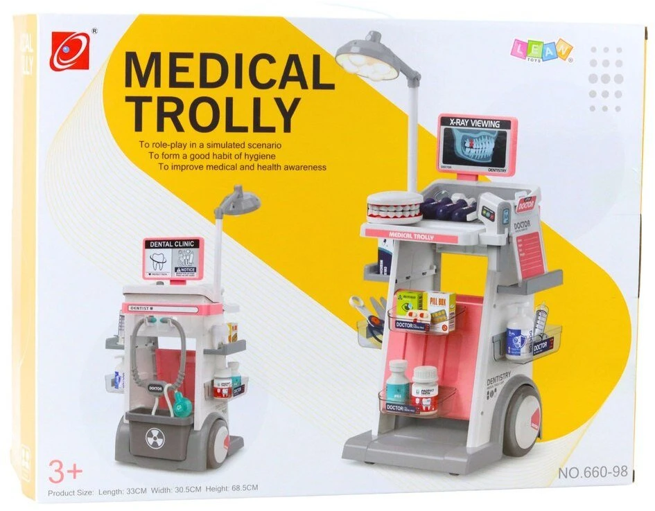 Lean Toys Dantisto rinkinys su medicininiu vežimėliu, 26 dalys