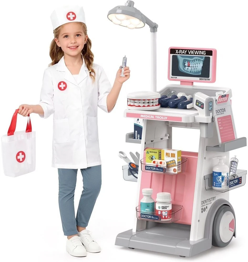 Lean Toys Dantisto rinkinys su medicininiu vežimėliu, 26 dalys