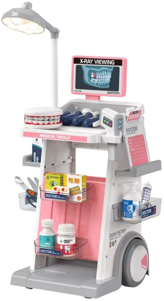 Lean Toys Dantisto rinkinys su medicininiu vežimėliu, 26 dalys