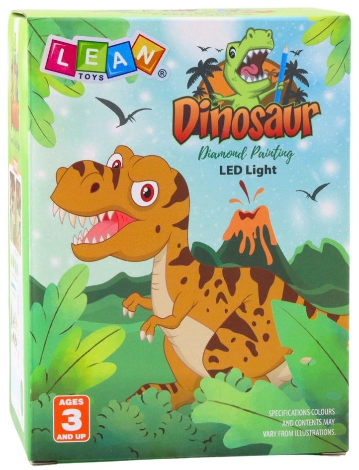 Lean Toys Vaikiška LED Lempa su Dinozaurais ir Nuotoliniu Valdymu
