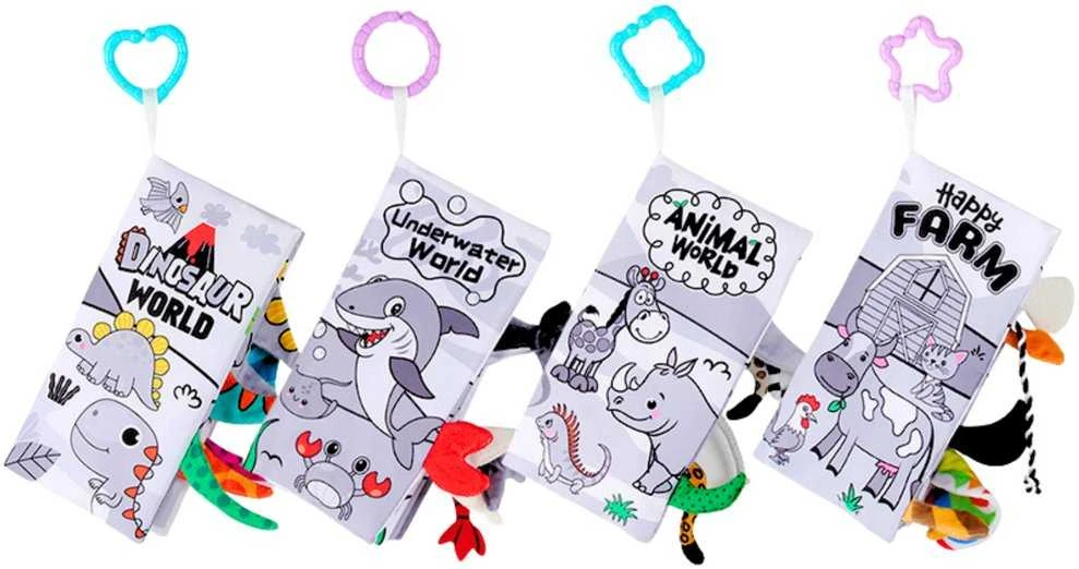 Lean Toys Minkštų sensorinių knygelių kūdikiams rinkinys