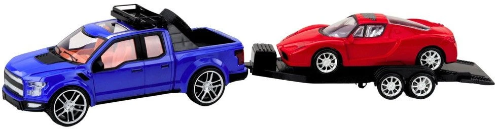 Lean Toys Automobilių žaislų rinkinys su vilkiku ir sportiniu automobiliu