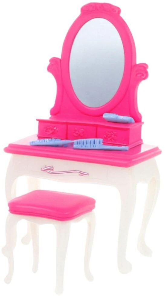 Lean Toys Lėlės miegamojo komplektas su tualetiniu staliuku 29 cm